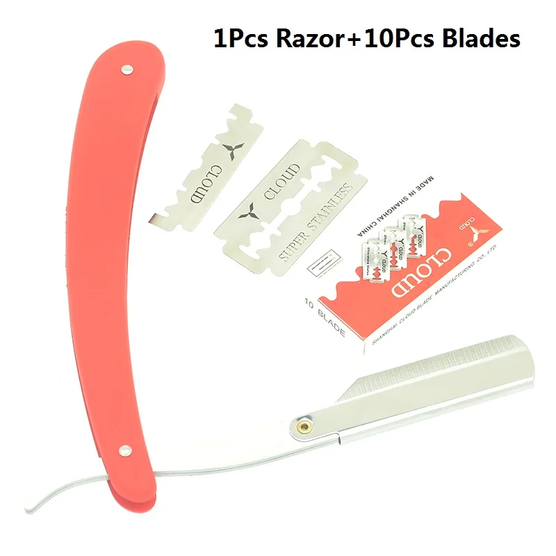 HC0012 10Blades Meisha 1 шт. бритвы для волос и 10 шт. лезвия парикмахерские бритвы Парикмахерская бритва из нержавеющей стали складной нож для бритья HC0003 - Цвет: HC0012 10Blades