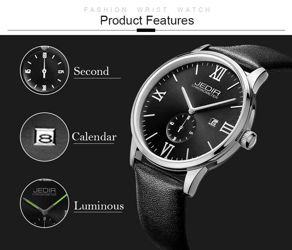 Часы JEDIR Roma Мужские кварцевые модные повседневные с календарем и пряжкой