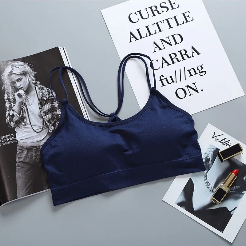 Женский укороченный топ без косточек Bralette Повседневный хлопковый на бретелях
