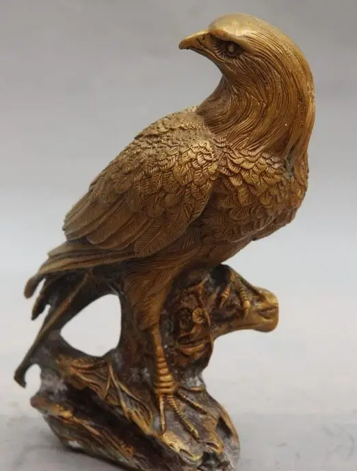 Китайская фольклорная бронзовая медная резная статуя птицы счастливого орла