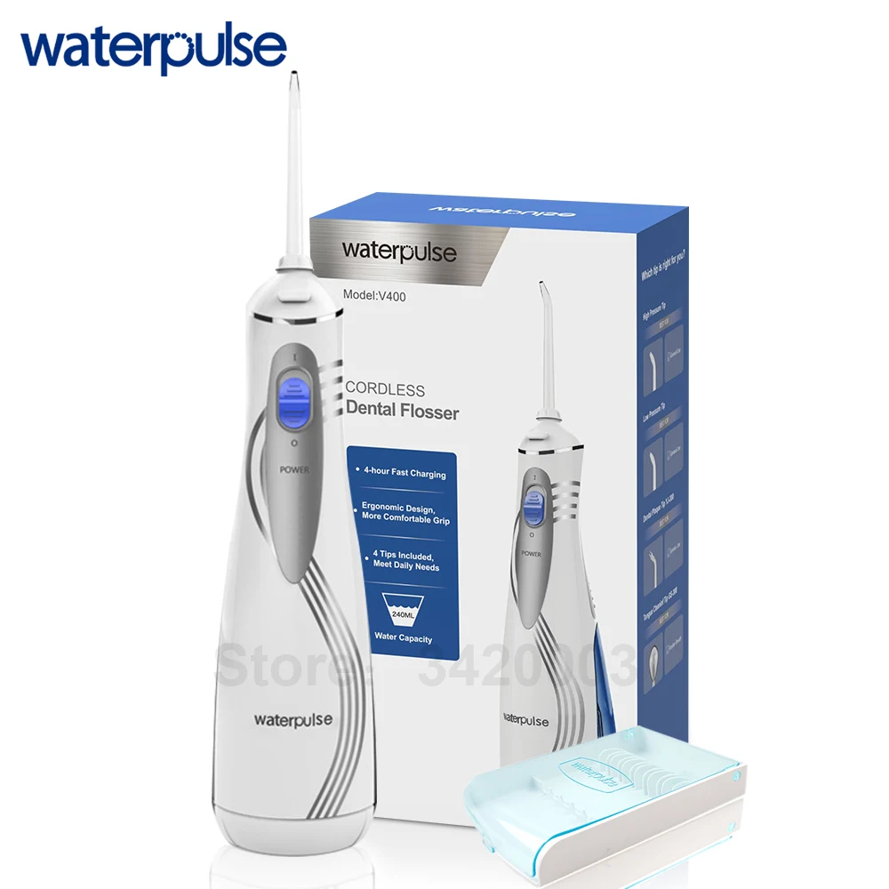 Ирригатор для полости рта Waterpulse V400 4 наконечника портативный беспроводной