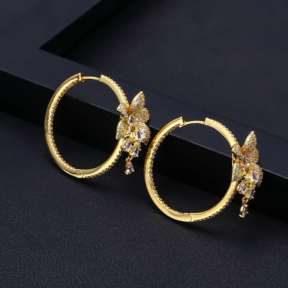 Janekellytrendy серьги-кольца с геометрическим бантом для женщин, аксессуары, серьги с кубическим цирконием, ювелирные изделия, серьги mujer moda