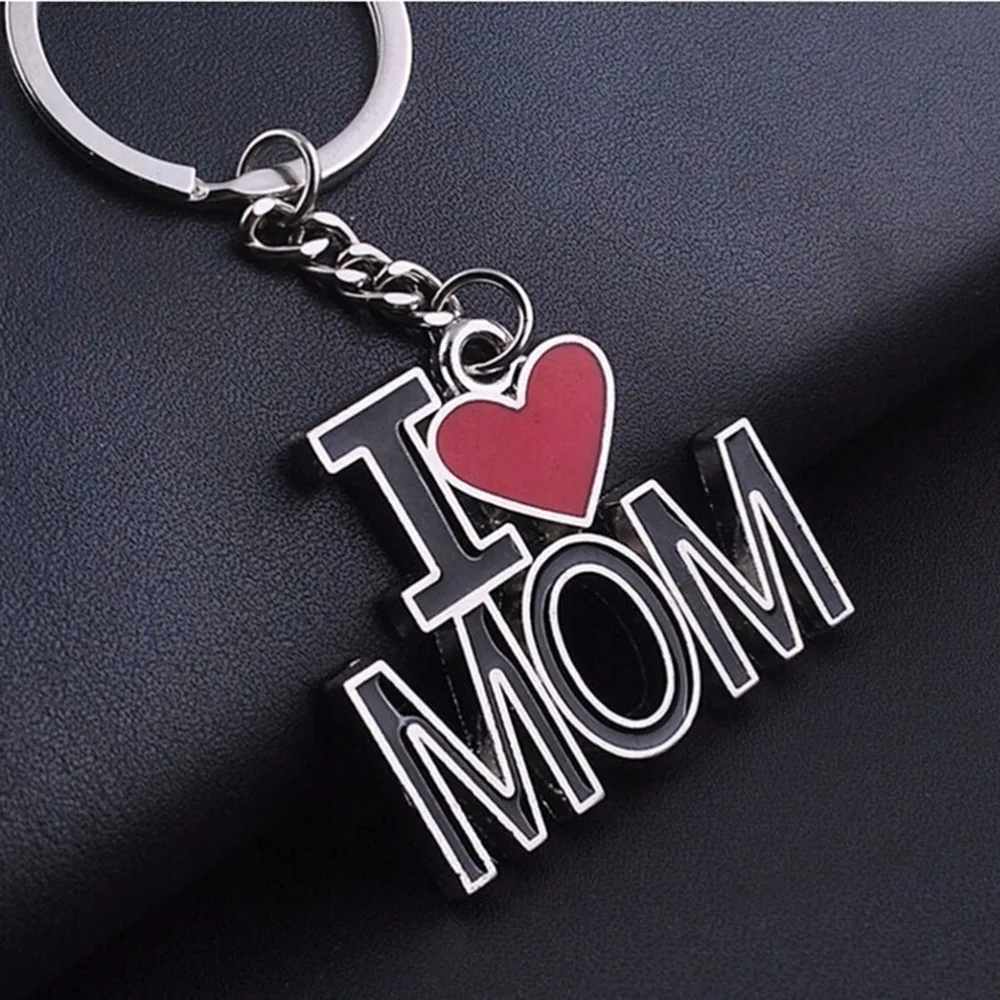 Популярные Модные металлические брелки с надписью I LOVE MOM PAPA сувенирные