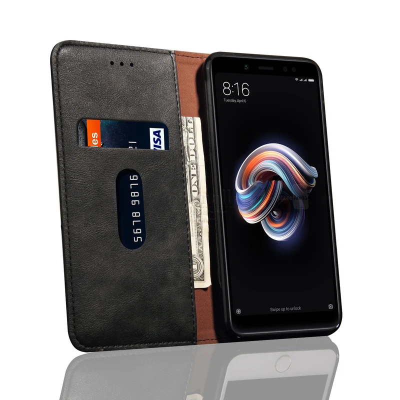Роскошный тонкий кожаный чехол-книжка в стиле ретро для MI XiaoMi RedMI Note 5 Pro, чехол-кошелек с отделением для карт, Магнитный чехол-книжка, чехол для телефона s