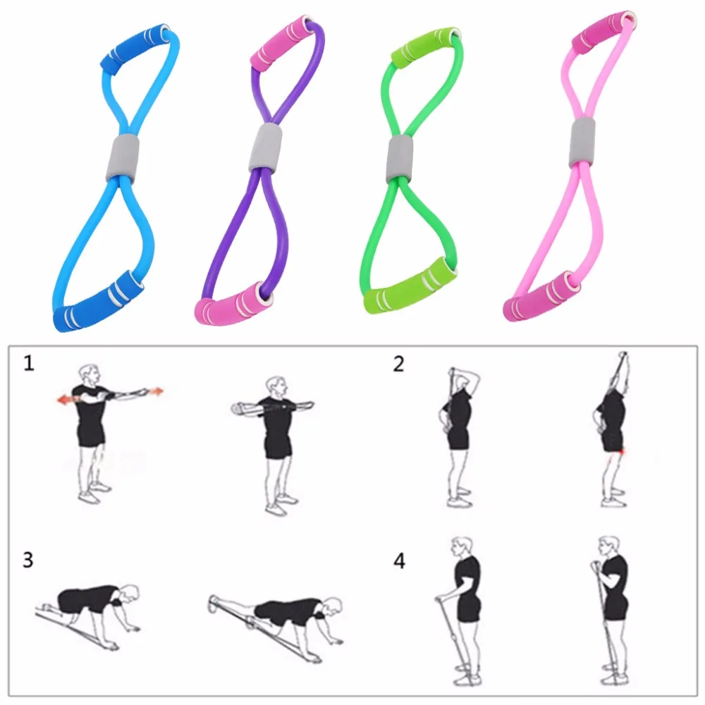 Home Sport Fitness Yoga 8 Shape Pull Rope Tube Equipment Tool Gym Exercise Rally NEW | Спорт и развлечения