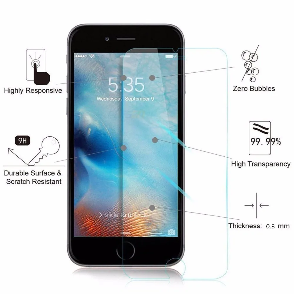 Закаленное стекло для Apple iPhone 4 4S 5 5S 5C SE 6 6S 7 Plus чехол Samsung S3 S4 S5 S6 Huawei Y3ii Y5 II Y6II |