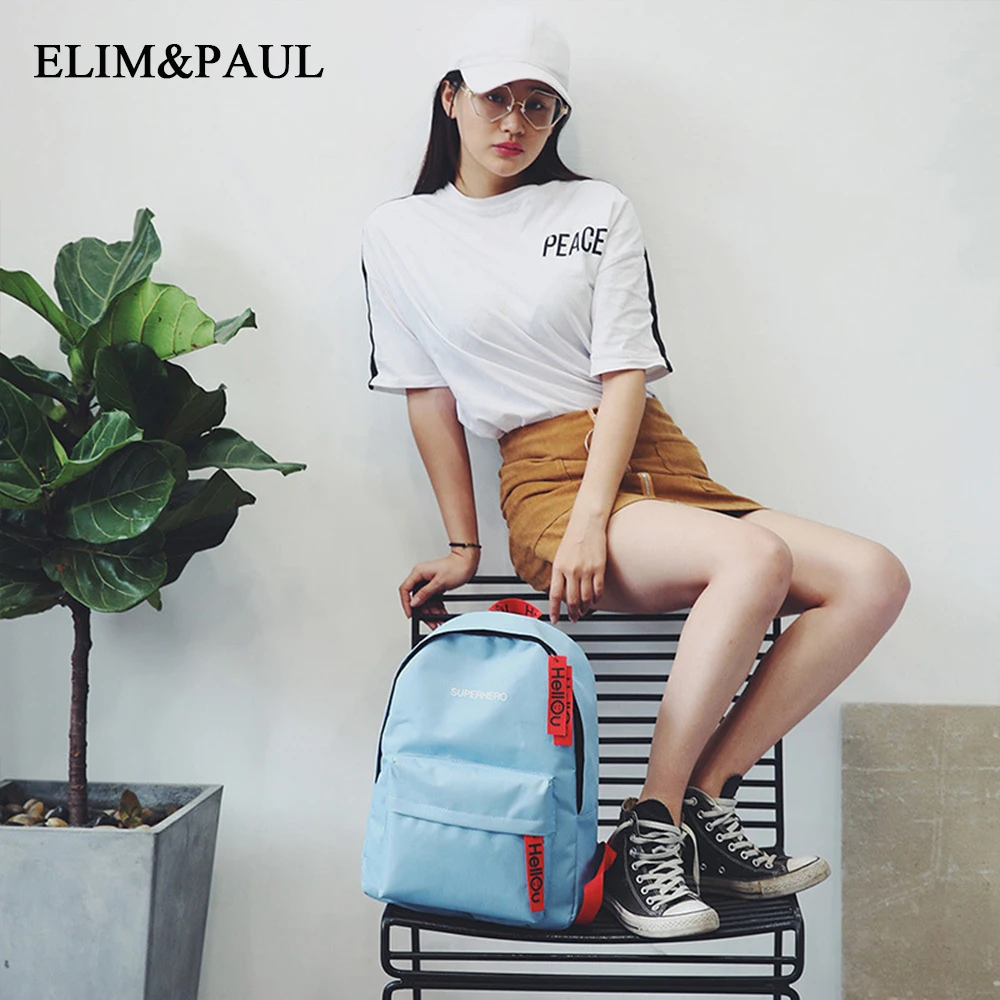 2018 new letter print fashion middle school student bag college canvas solid smiley travel large capacity tide | Багаж и сумки