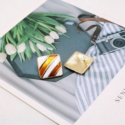 No.9 with stud Free Shipping Round Square Earring Multi-Colors European Geometry - Окраска металла: No.9 with stud