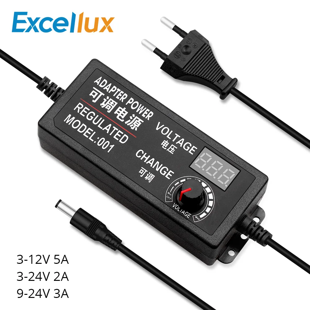 

Adjustable Power Adapter AC To DC 3V-12V 3V-24V 9V-24V With Universal Supply Display Screen Power Volt Switching Charger Adapter