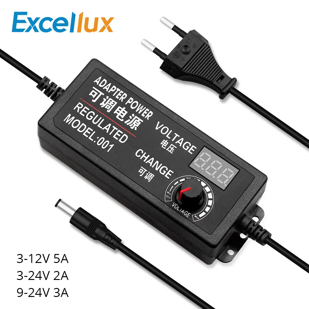 Adaptador de Alimentação Ajustável ac para dc 3v12v 3v24v 9v-24v com Adaptador Universal do Carregador do Interruptor do Volt da Tela da Fonte Adaptadores AC/DC