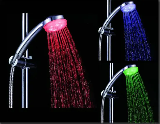 08A10 Temperature Sensor Color Changing 15 LED Showerhead (Silver) water fall chrome faucet|faucet light|sensor nightfaucet supplies |