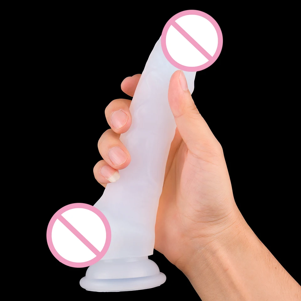 Эротический большой реалистичный фаллоимитатор из жидкого силикона на присоске