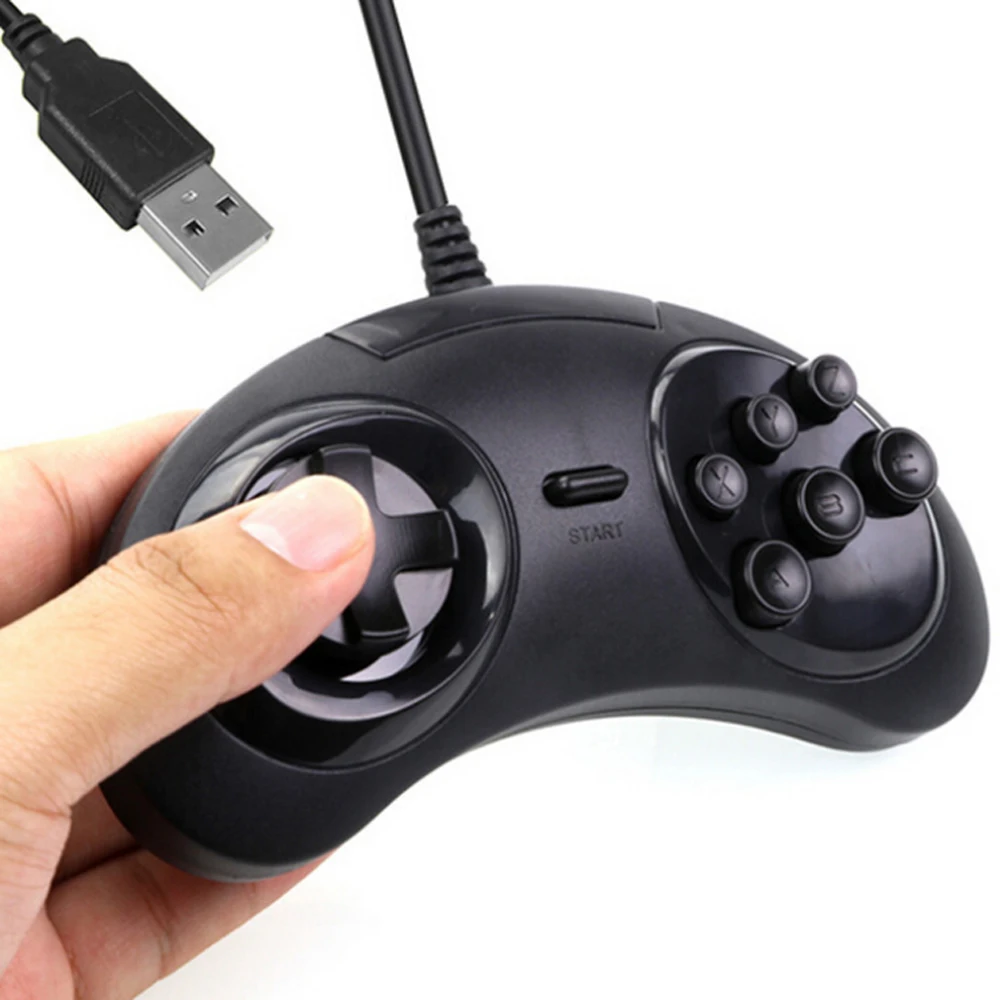 

6 Buttons Classic Wired SEGA USB Gamepad USB Game Controller Joypad for SEGA Genesis/MD2 Y1301/ PC /MAC Mega Drive