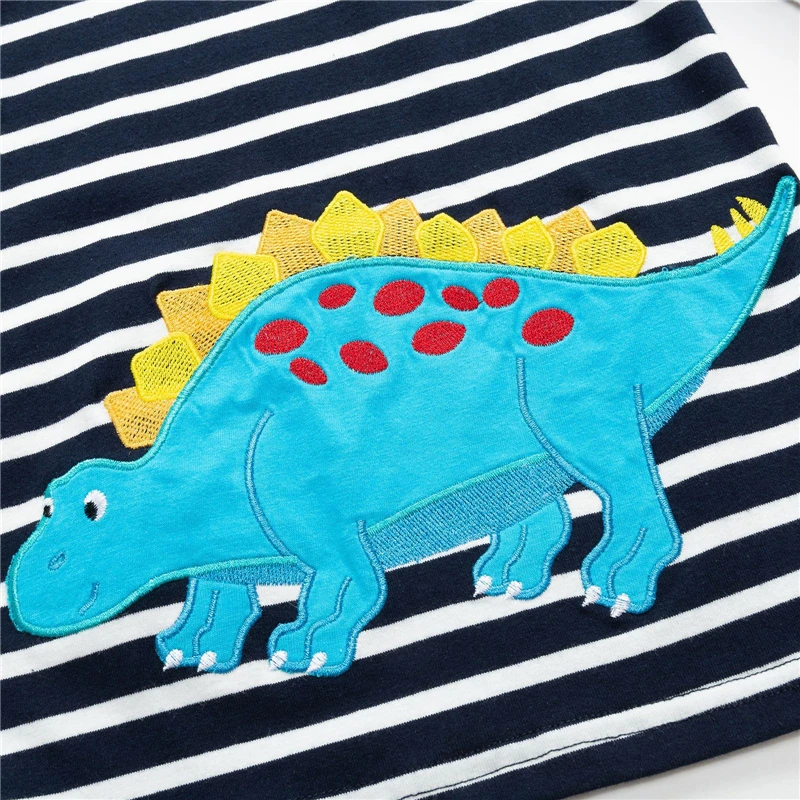 Футболки для мальчиков Одежда с динозавром Хлопковые футболки длинными рукавами