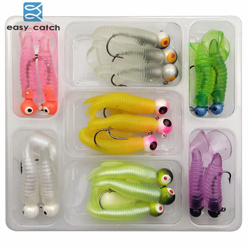 Easy Catch 17 шт. мягкие приманки с крючками для мормышек искусственная приманка