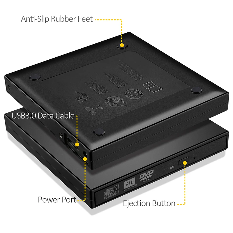 USB 3 0 внешний DVD/проигрыватель компакт-дисков RW DL DVD тонкий оптический привод