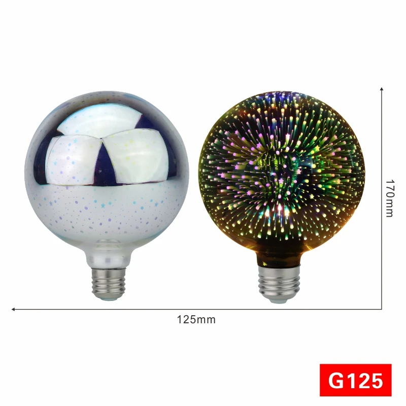 G125 Светодиодные лампочки 3D лампы светодиодные украшения 220V ST64 G95 G80 G125 A60 E27 Праздничные огни Новинка рождественские лампы Lamparas - Испускаемый цвет: G125