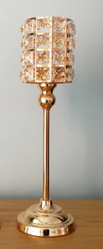 1 Piece 31cm Золотой цветной цилиндр Кристалл подсвечник, подсвечник, свадьба центральным, Главная Свадебная вечеринка Рождество украшения - Цвет: 1 Piece 31cm