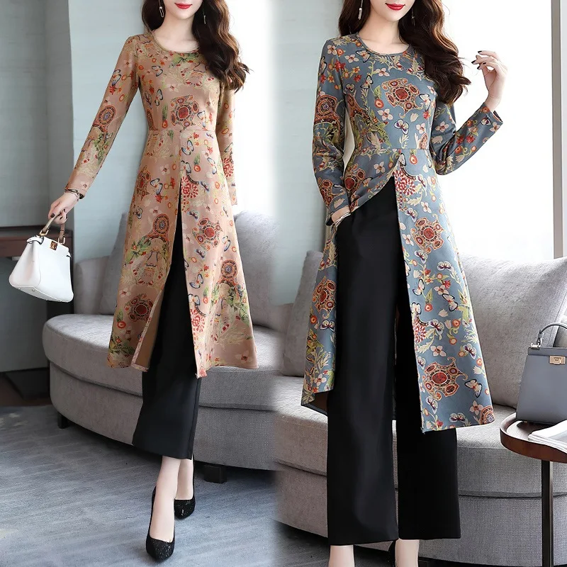2 шт./комплект с цветочным принтом Модные Этнические Элегантные платья и брюки
