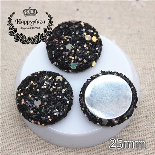 black gold 10pcs 10 шт 25 мм блестки, покрытая тканью, круглая пуговица для дома и сада, плоская задняя часть, кабошон, рукоделие, скрапбукинг, сделай сам - Цвет: black gold 10pcs