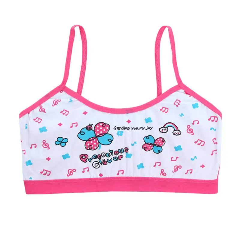 58-Hot Pink Бюстгальтеры для девушек, нижнее белье для детей и подростков, подросткового возраста Adolescente/8-14Years студент, хлопок, с принтом мультипликационных героев, уличная одежда Undewear Топы - Цвет: 58-Hot Pink