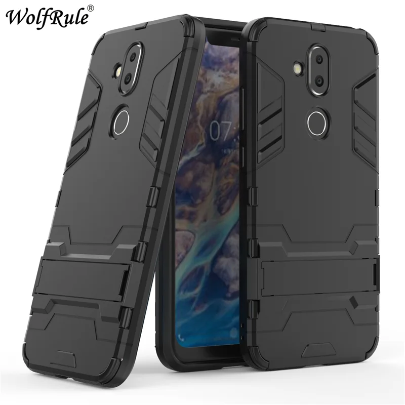 Чехол wolfrole для Nokia 7 1 Plus мягкий резиновый + пластиковый чехол с подставкой 8