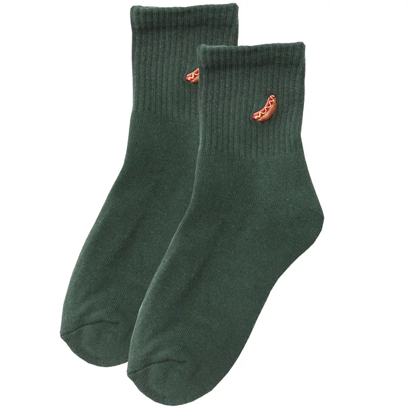 Женские носки с асимметричной вышивкой хлопок цвета на выбор | Носки