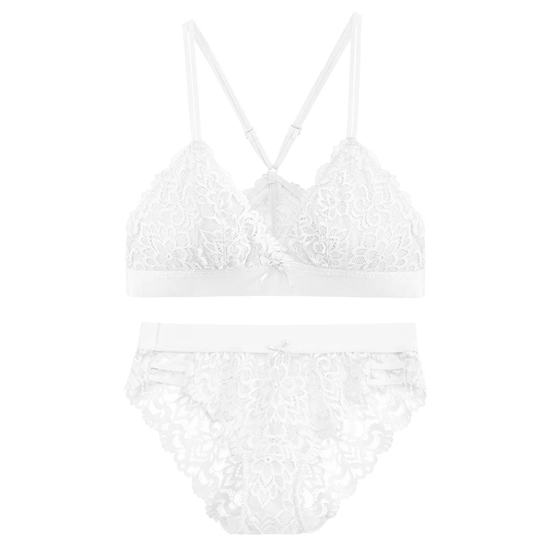 WHITE LILYMODA женский сексуальный бюстгальтер без косточек кружевное ультра Тонкое Треугольное Нижнее белье Комплект женского нижнего белья красивое нижнее белье белого цвета - Цвет: WHITE