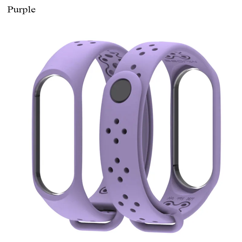 Purple Mi jobs популярный спортивный ремешок для Xiaomi mi Band 3 силиконовый ремешок mi Band 3 ремешок для часов браслет M3 смарт-браслеты smartband аксессуары - Цвет: Purple