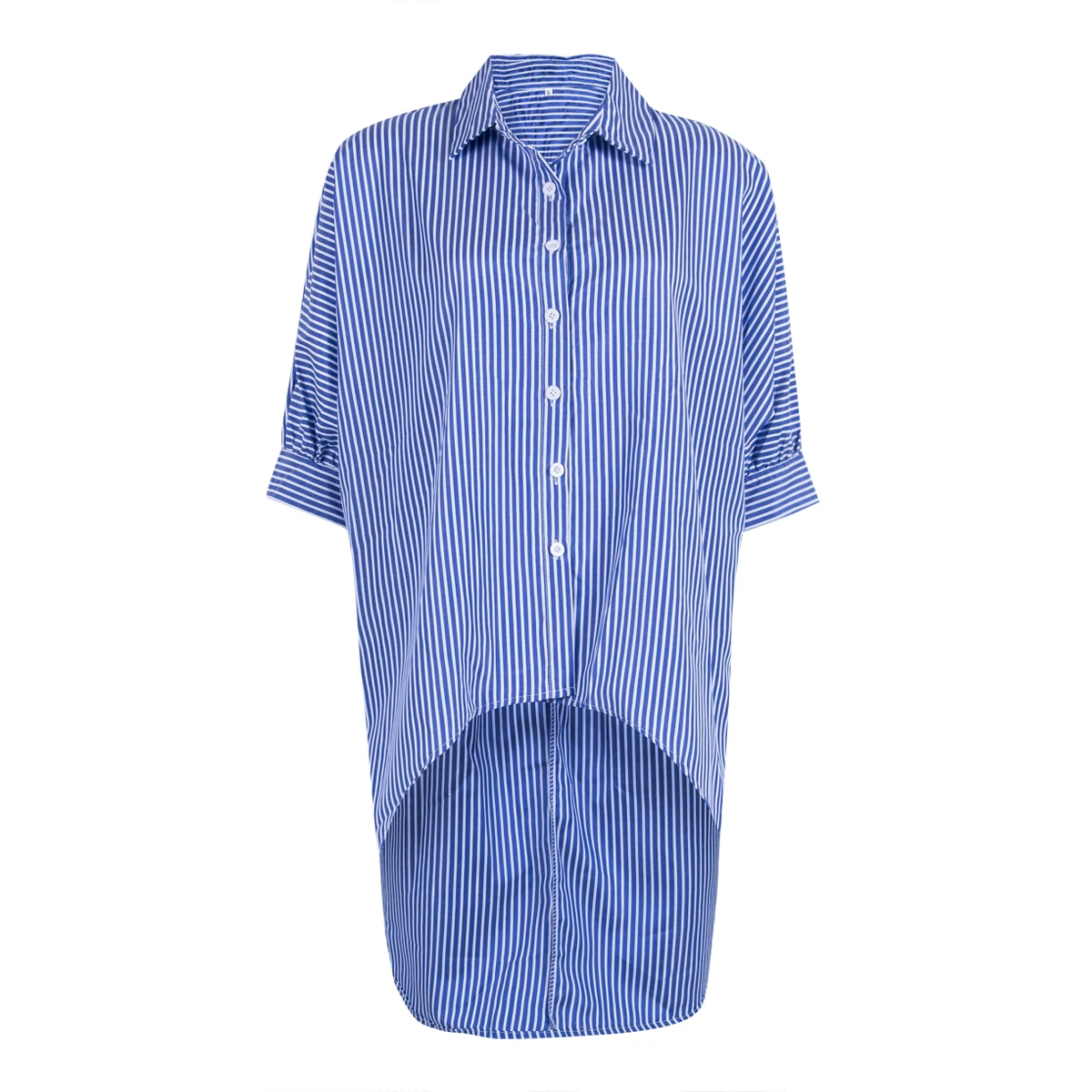 Casual Shirt Red Blue Black Striped Tops Fashion Women Ladies Half Sleeve Loose Blouse | Женская одежда