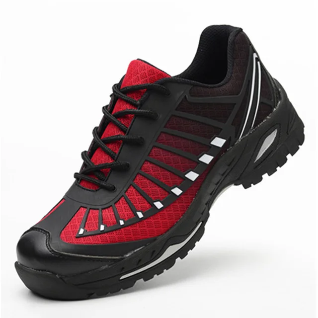 528-red Work Safety Shoes Steel Toe Work Boot men shoes Anti-puncture Safety Boot indestructible shoes Slip-on male shoes adult Sneaker - Цвет: 528-red