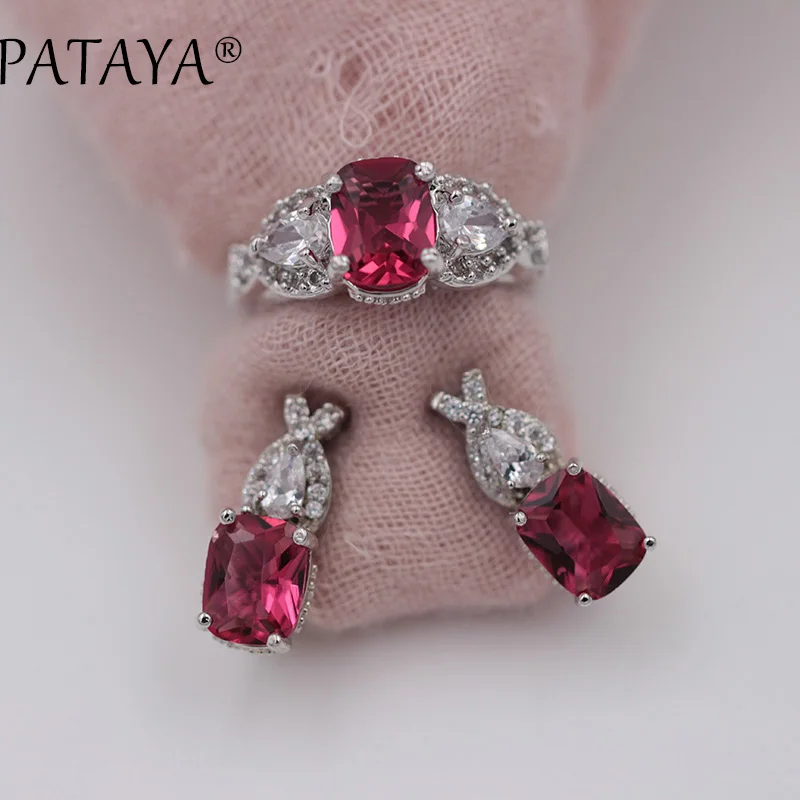 Женские сережки и кольца PATAYA комплект из сережек с натуральным цирконием