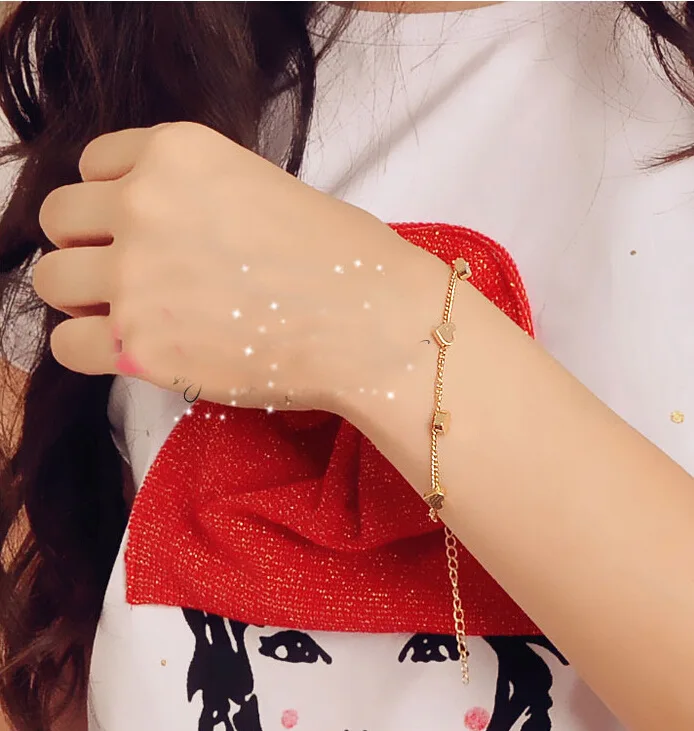 Лидер продаж 2022 модные аксессуары простой милый золотой браслет в форме сердца