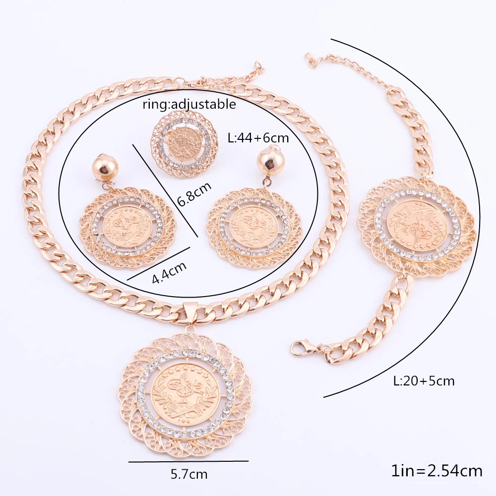 Комплект женских ювелирных изделий из колье серёг и кольца|Ювелирные наборы для