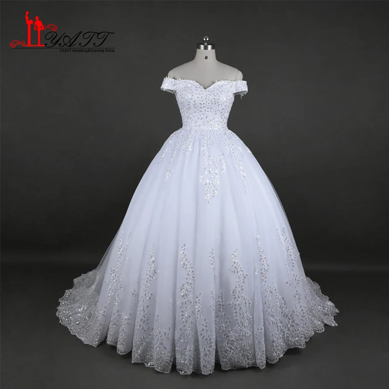 Sparkly Plus Size Ball Gown Wedding Dresses 2017 Vestido de Novia Off the Shoulder Sweetheart Lace Tulle Bridal Gowns | Свадьбы и