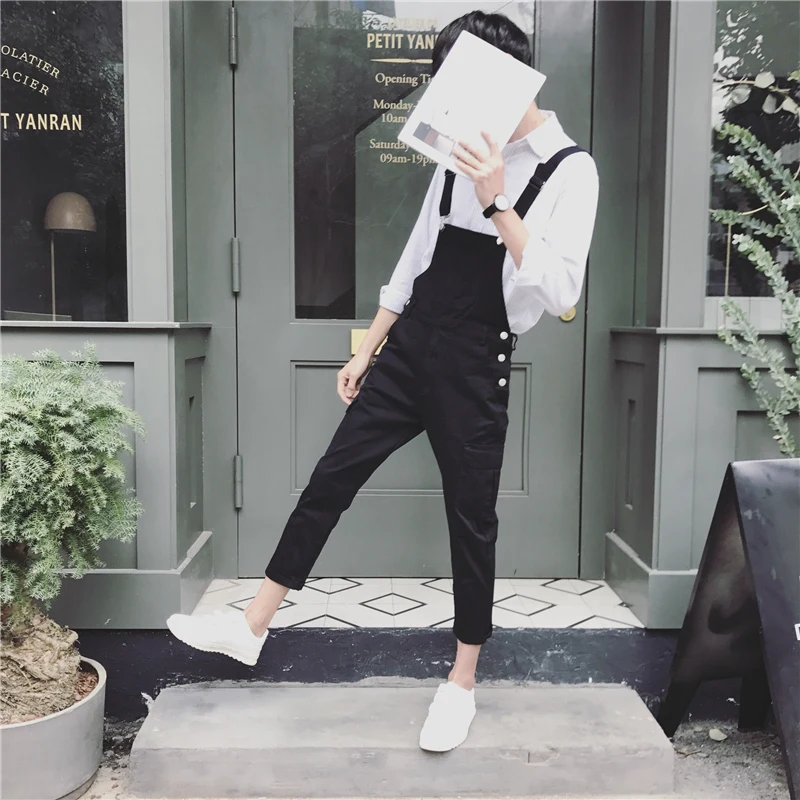 Мужские комбинезоны в стиле хип хоп зеленые повседневные свободные брюки на