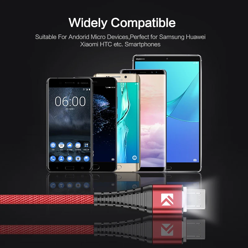 FLOVEME светодио дный Micro USB кабель для samsung S7 S6 край 1 м освещения данных Зарядка USB Зарядное устройство кабель для Xiaomi Redmi 4X Note4 адаптер кабель micro usb зарядное устройство usb кабель usb micro usb