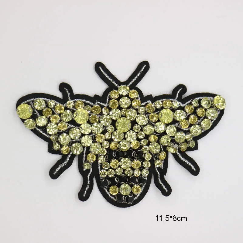 3D животное для одежды DIY sew on bee parches нашивки со стразами и бисером|patch 3d|beaded patchesskull