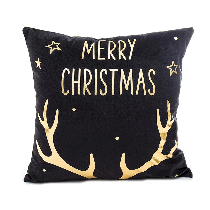 Leeiu 45*45cm Gold Printed Snowflake Star Merry Christmas Pillow Case New Year Home Decorations Black Cushion Party Supply | Дом и сад
