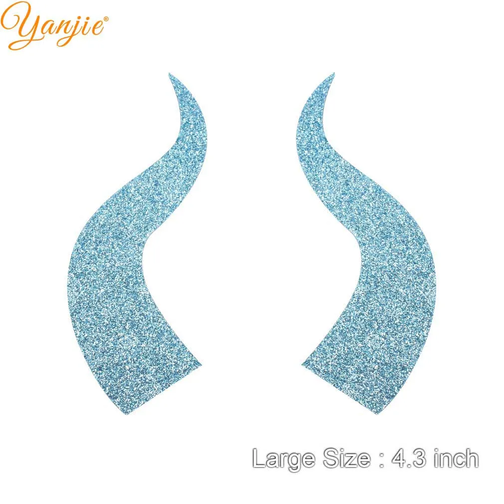 large-blue 10pairs/lot Glitter Felt Devil Horn For Girls Women Headband Hot Sale Halloween Party Kids Hair Bow DIY Hair Accessories - Цвет: large-blue