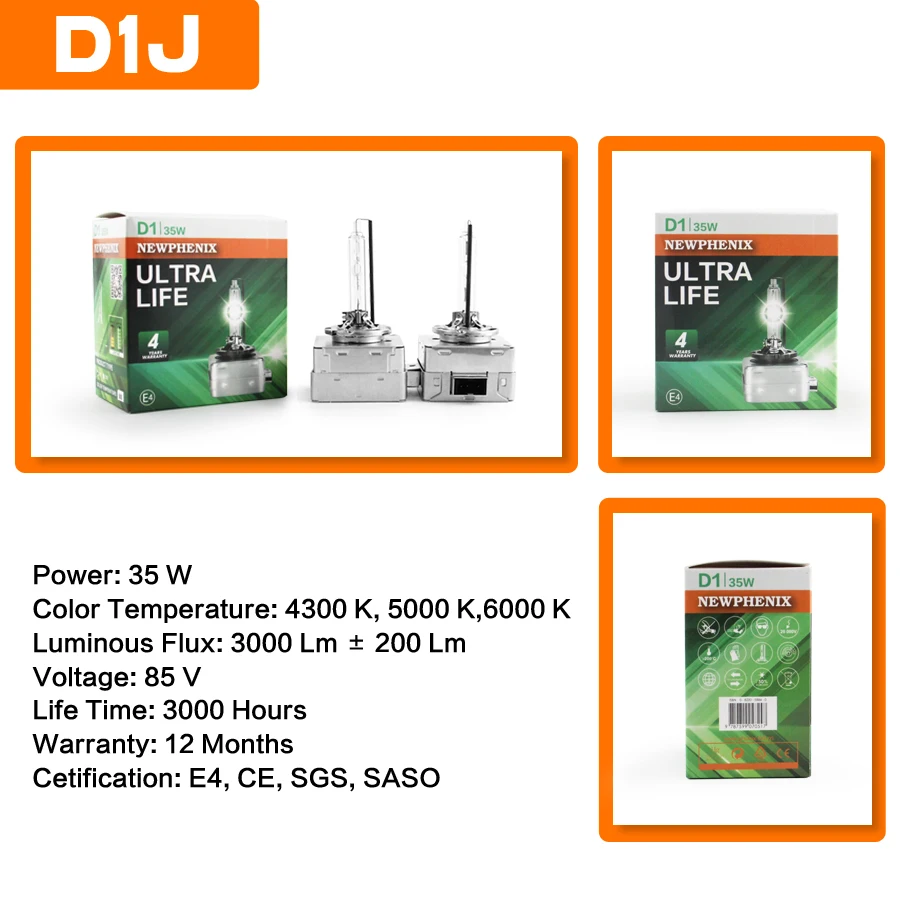 Ксеноновая HID D1J D1S полностью алюминиевая сверхдолговечная лампа для