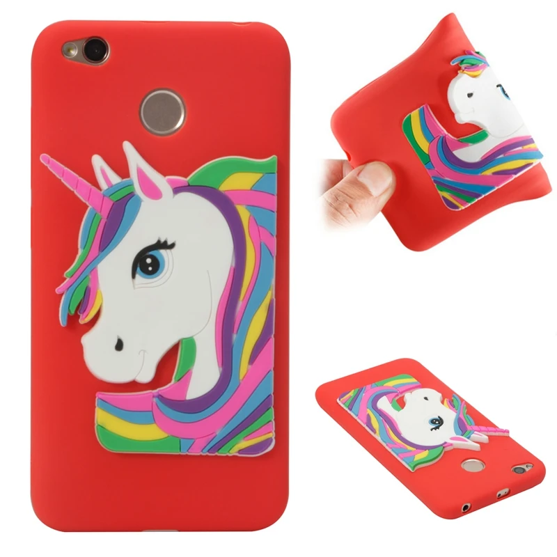 Xiaomi Redmi 4X Cartoon Unicorn Silicone Case on for Cover Fundas Xiomi Phone Carcasa Women |