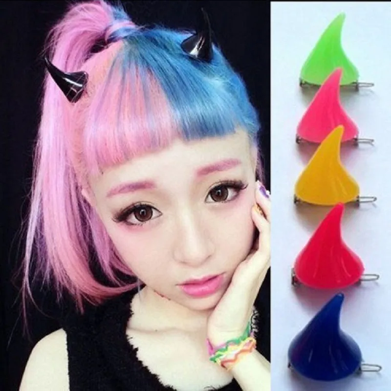 

2019 New Stylish Novelty Halloween Gifts DEVIL Horns Hair Slides Clip Mutli Colors Hair Accessories