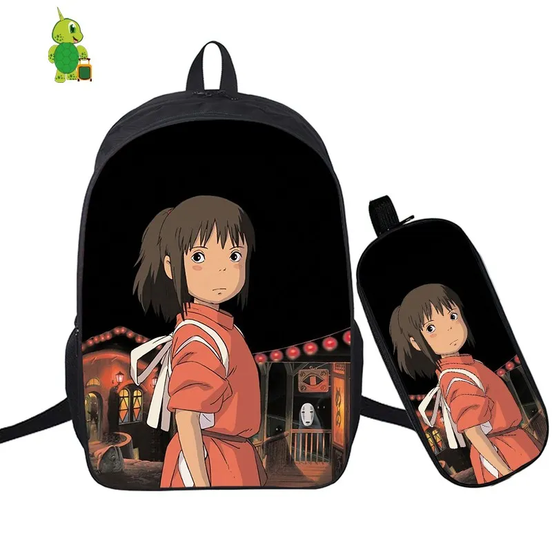 15 Ghibli унесенный спиралью без лица Мужской рюкзак 2 шт./компл. школьная сумка для подростков мальчиков и девочек рюкзак для ноутбука пенал дорожные сумки - Цвет: 15