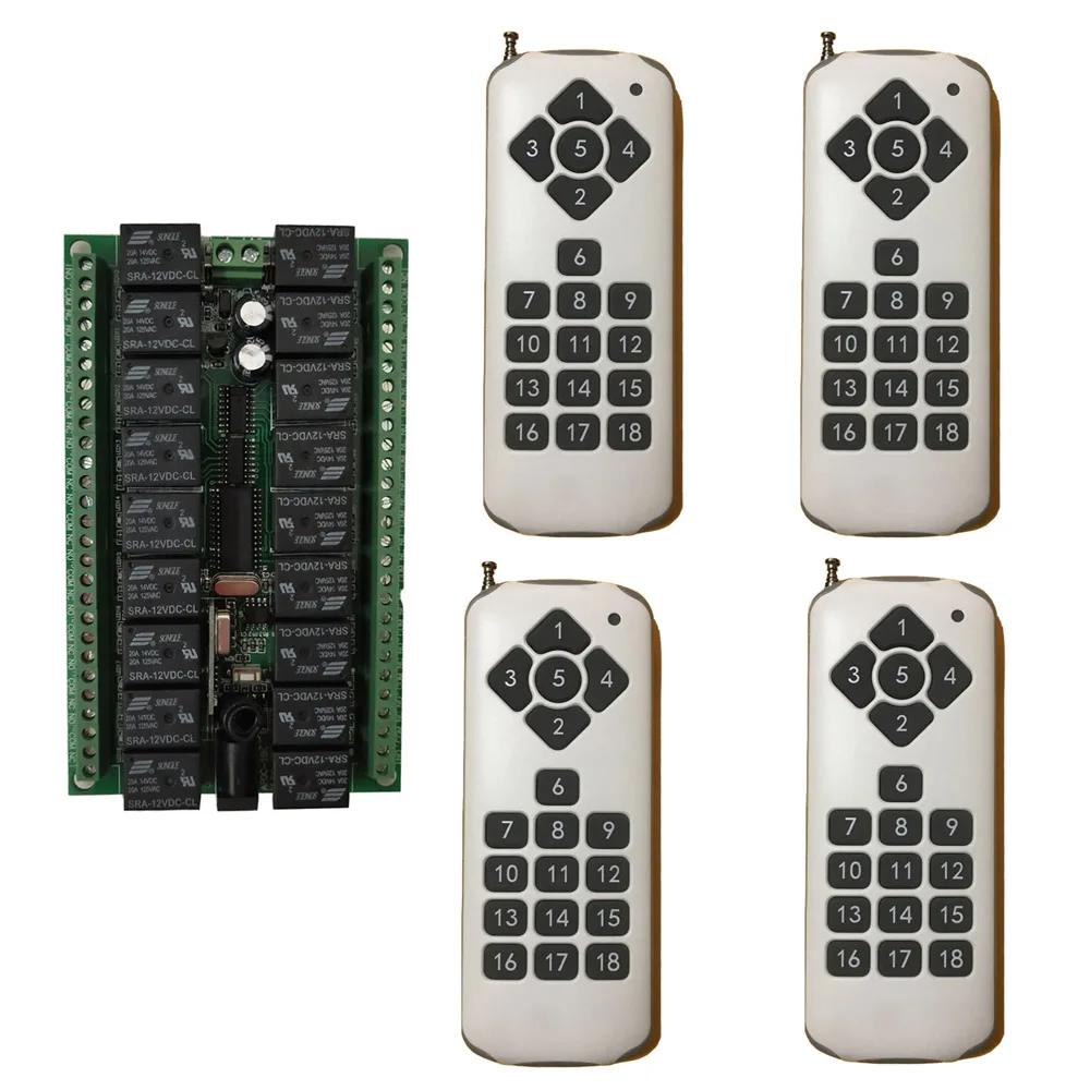 

DC 12V 24V 18CH 18CH беспроводной пульт дистанционного управления переключатель для лампы дистанционного управления умный переключатель модуль приемника передатчика, 315 / 433 MHz