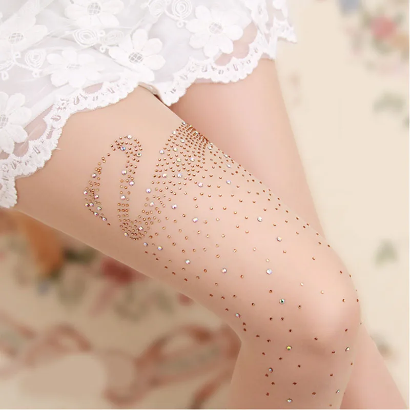 Новые женские сексуальные колготки нейлоновые чулки с кристаллами 15 D бесшовные