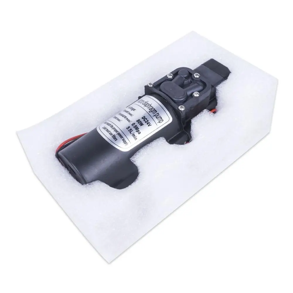 DC 24V 80W 130PSI 5.5L / Min water high pressure diaphragm self-priming pump agricultural electric car wash spray | Обустройство дома