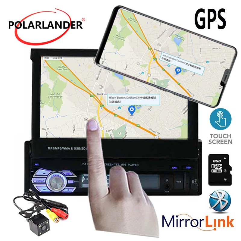 7 "за рубежом склад Bluetooth Сенсорный экран gps 1DIN Дистанционное управление