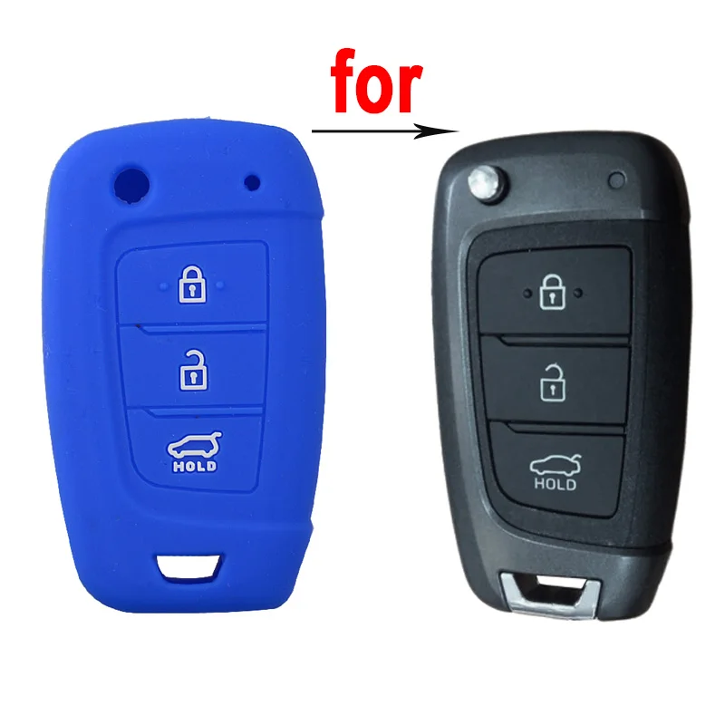 OkeyTech Силиконовый складной чехол для ключа с 3 кнопками Hyundai Elantra Solaris 2016 2017 2018