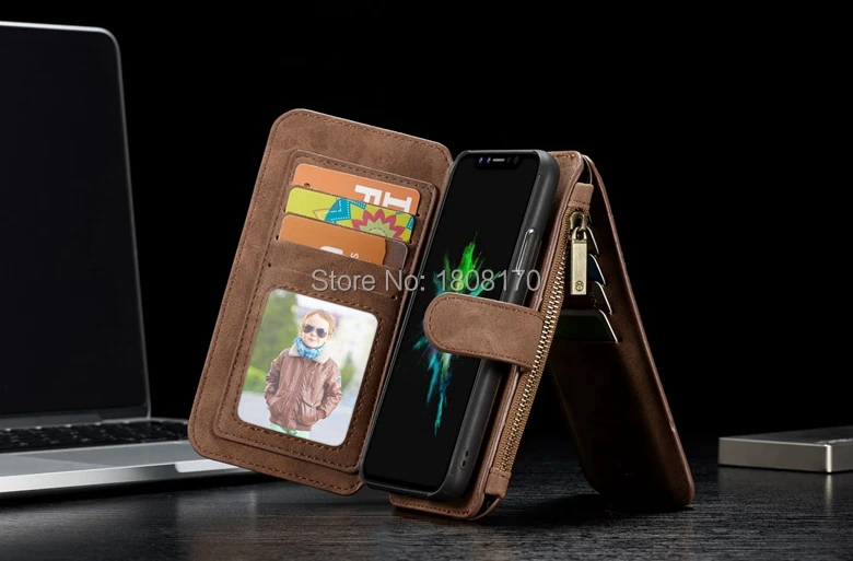 CaseMe кожаный чехол на молнии для iPhone X IphoneX Samsung Galaxy NOTE8 NOTE 8 Ретро винтажный матовый 1